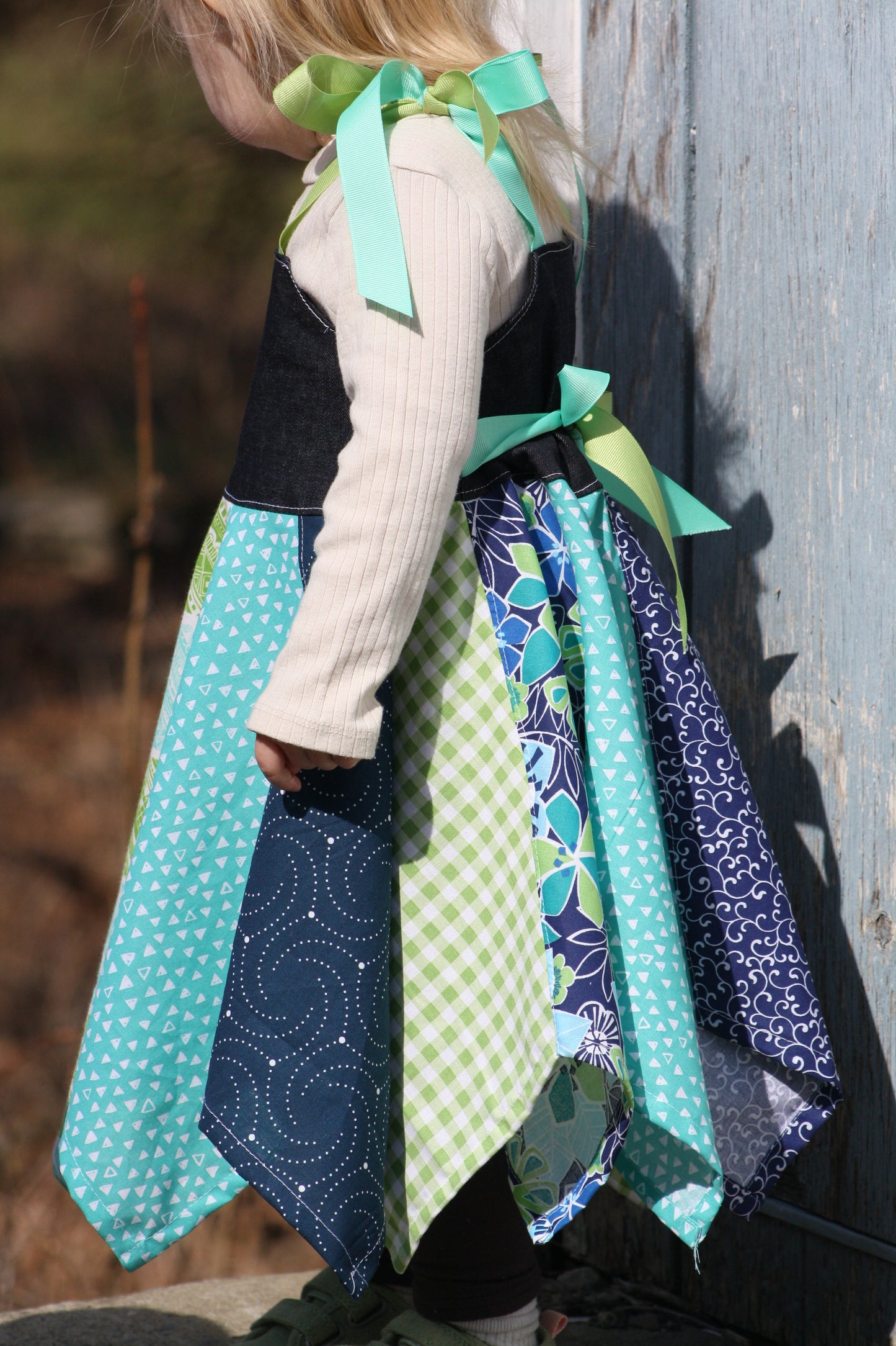 Handkerchief Dress- Green and Teal