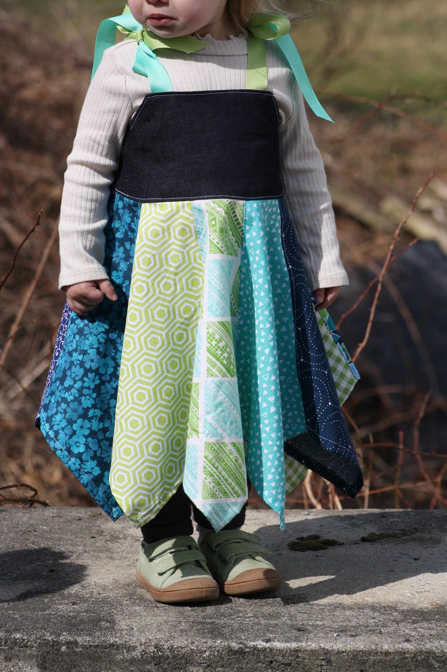 Handkerchief Dress- Green and Teal