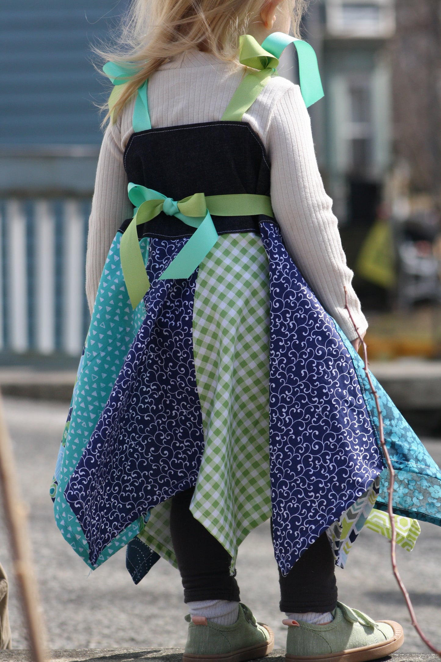 Handkerchief Dress- Green and Teal