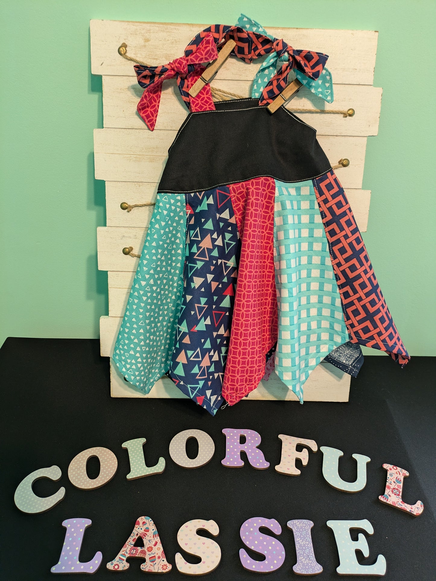 Handkerchief Dress- Pink, Blue and Teal