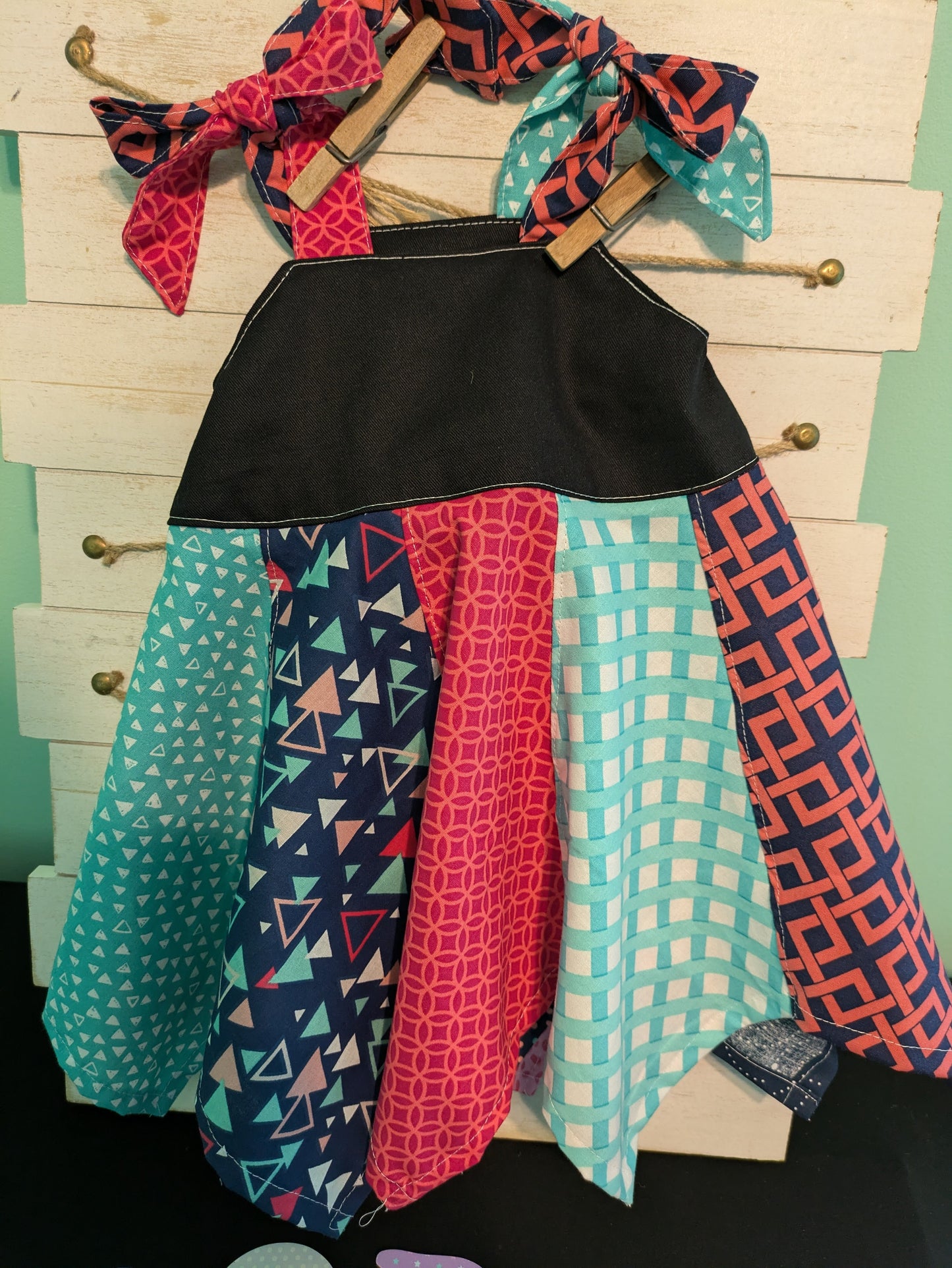Handkerchief Dress- Pink, Blue and Teal