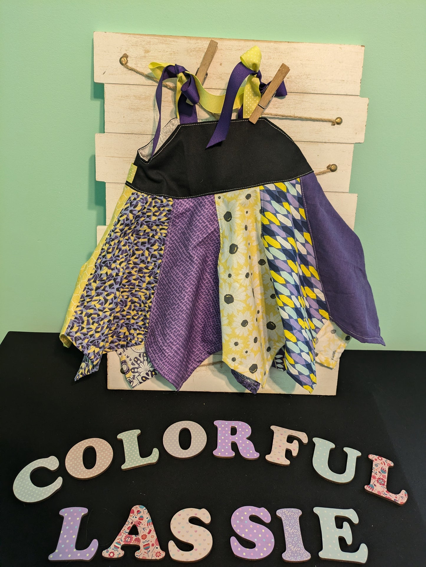 Handkerchief Dress- Purple and Yellow