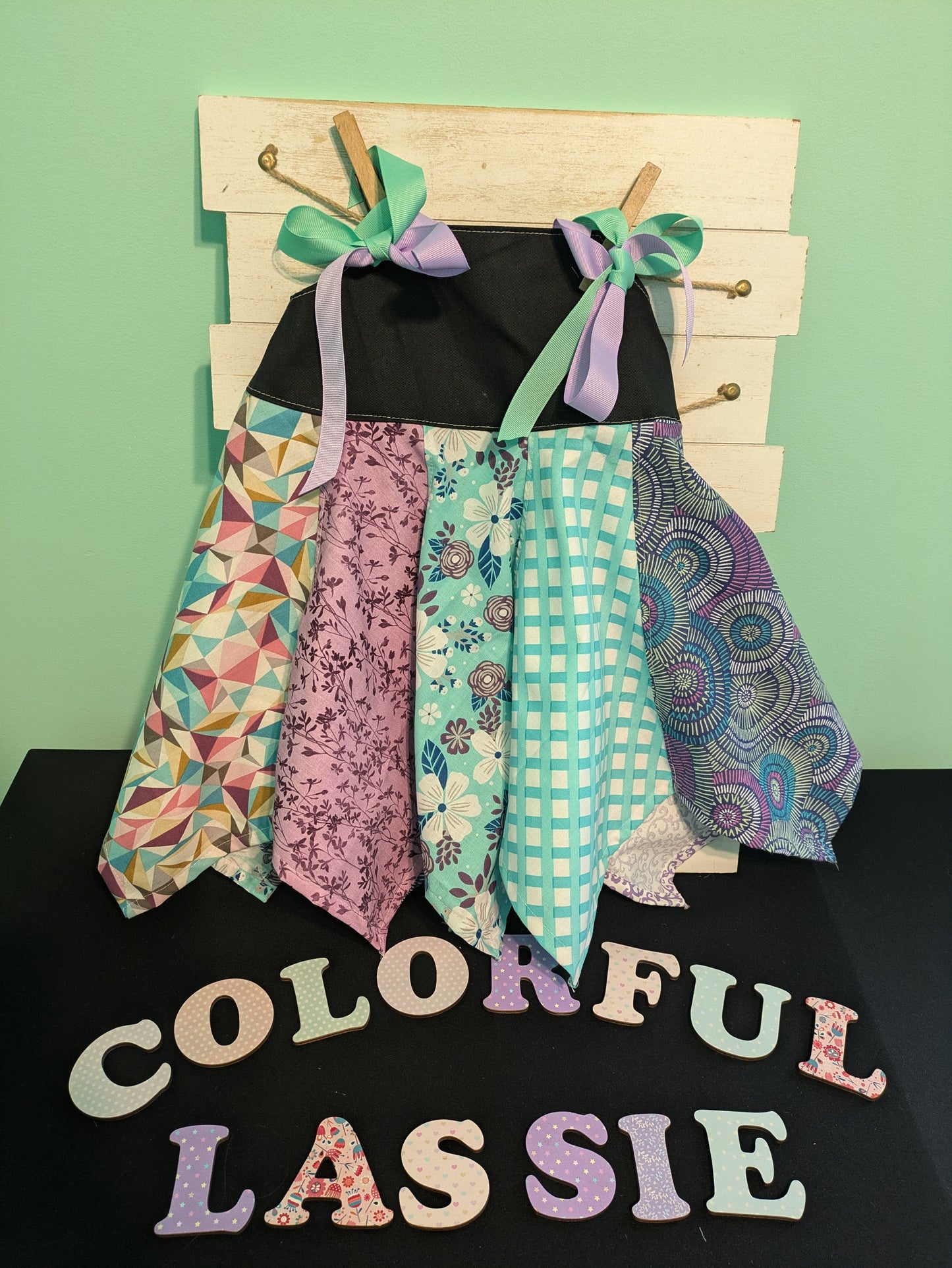 Handkerchief Dress- Light Purple and Teal