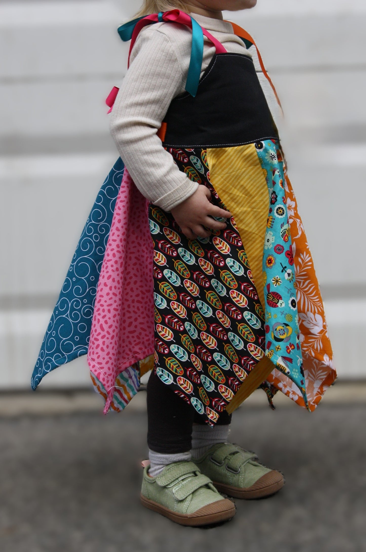 Handkerchief Dress- Birds, Vibrant Spring
