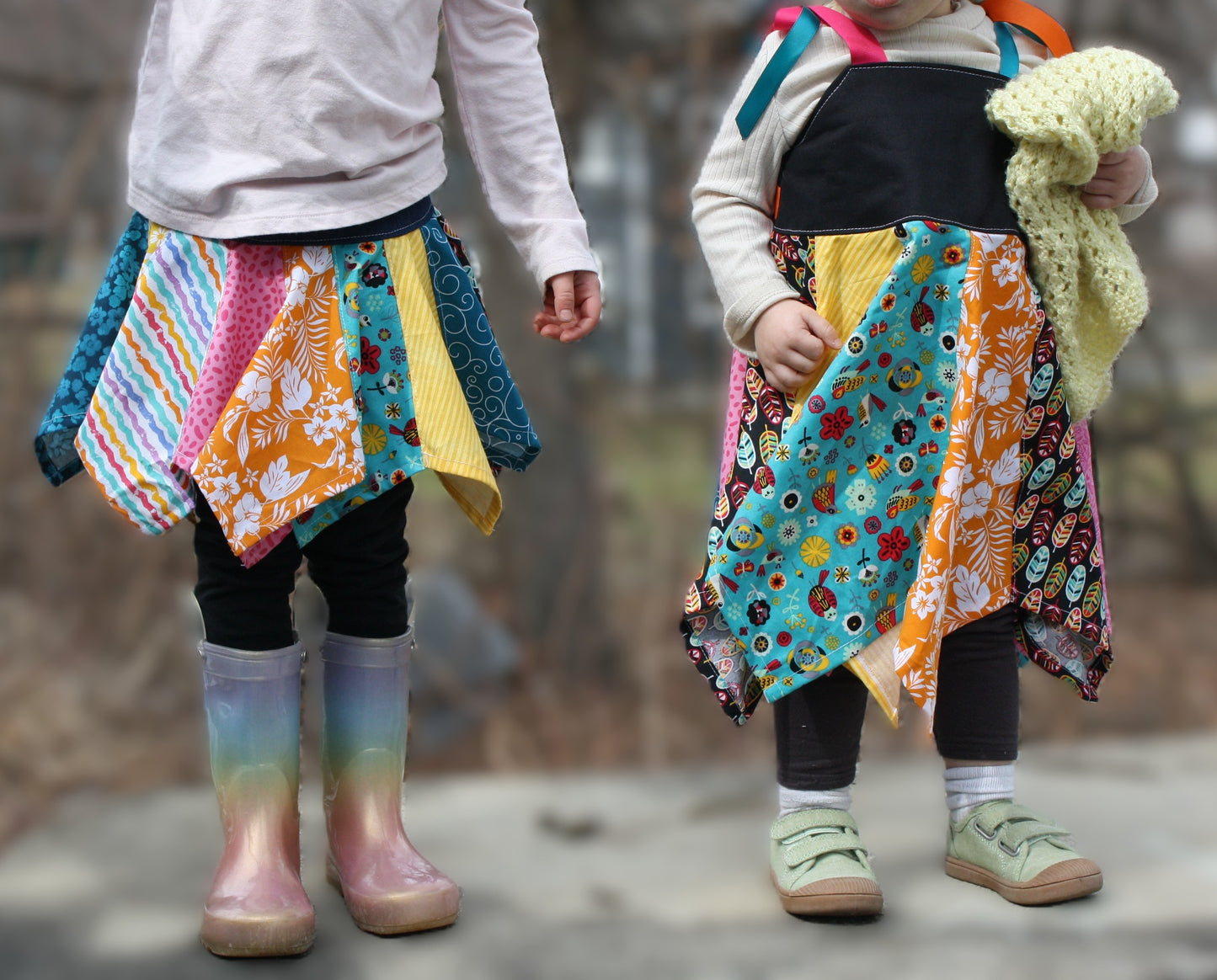 Handkerchief Dress- Birds, Vibrant Spring