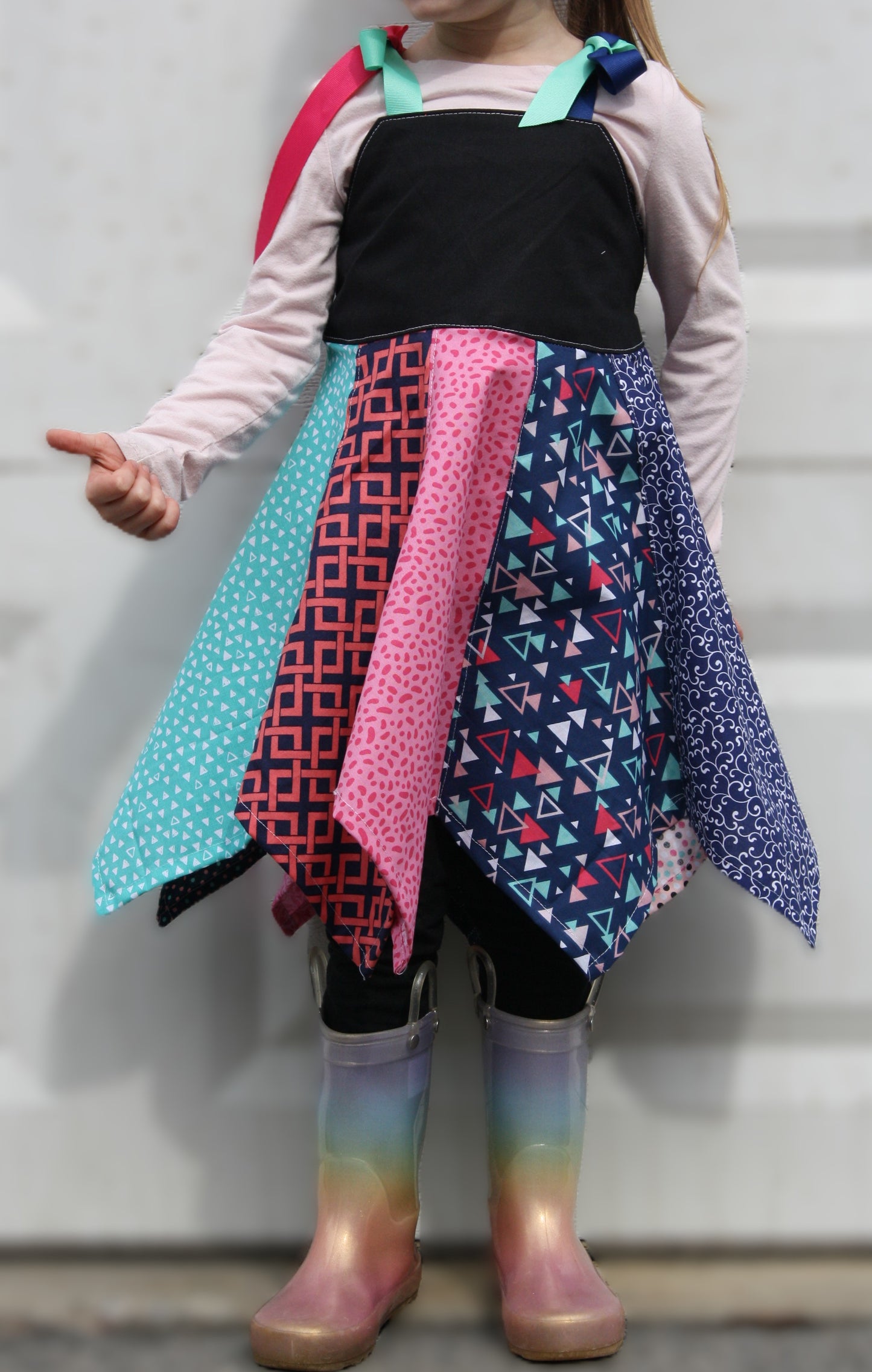 Handkerchief Dress- Pink, Blue and Teal