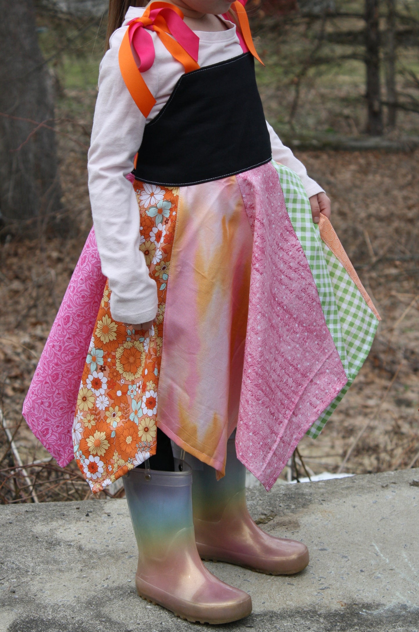Handkerchief Dress- Pink and Orange