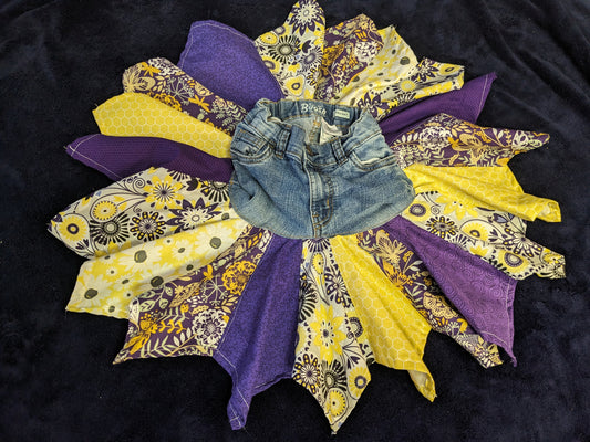 Purple and Yellow Upcycled skirt 4T