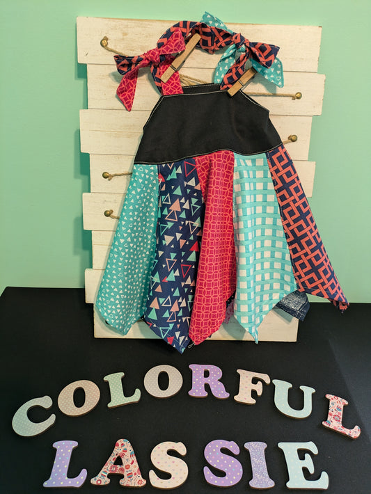 Handkerchief Dress- Pink, Blue and Teal