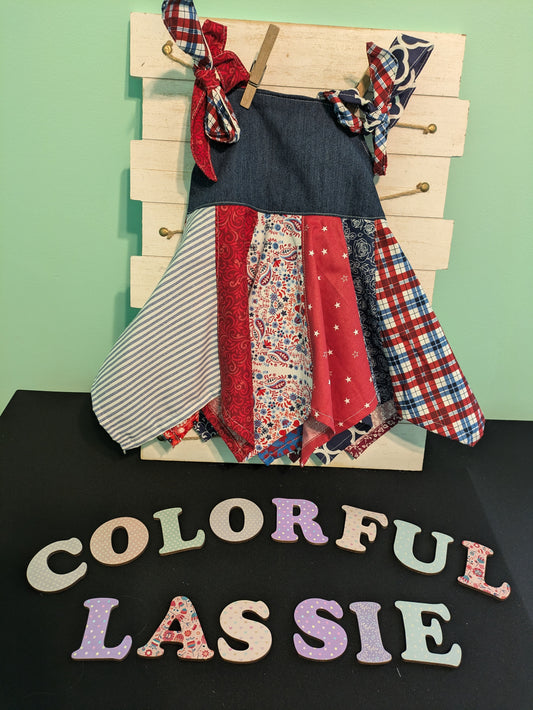 Handkerchief Dress- Red and Blue
