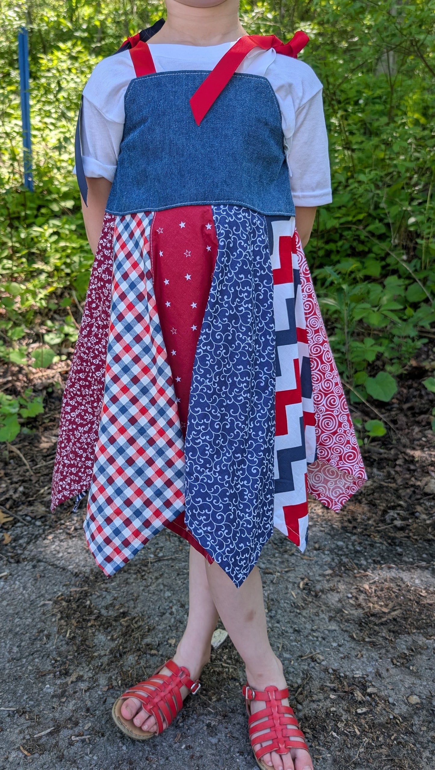 Handkerchief Dress- Red and Blue
